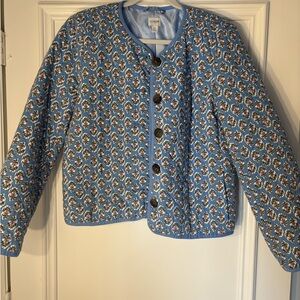 JCREW Blue Quilted  Button-Up Jacket